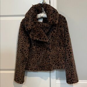 Abercrombie & Fitch Brown Leopard Teddy Jacket